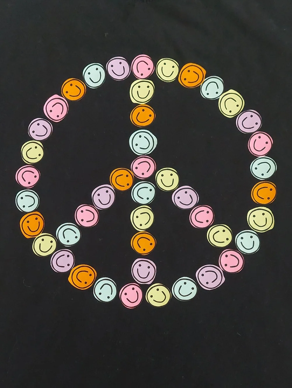 CAT & JACK Smiley-Face Peace Sign Black Short-Sleeve Tee-shirt NWOT
